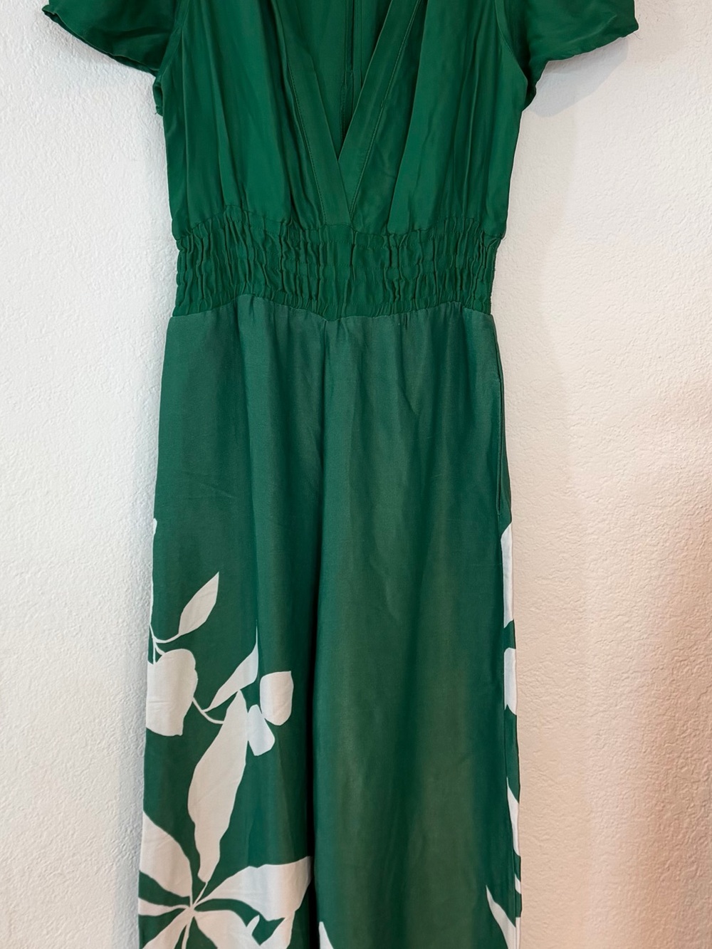 Anthropologie Green Wide-Leg Jumpsuit with White Floral Print - Picture 11 of 12